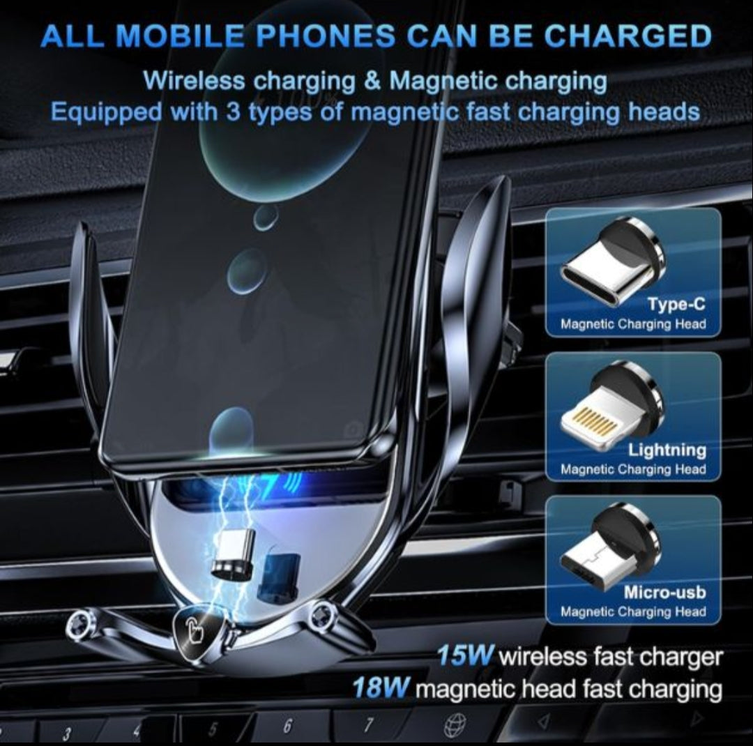 15W Fast Wireless Charging Auto Clamping Car Cell Phone Holder