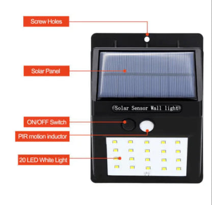 20 LED Solar Motion Sensor Wall Light